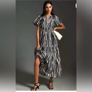 Anthropologie Somerset Maxi Dress in Carbon Stripe black/cream